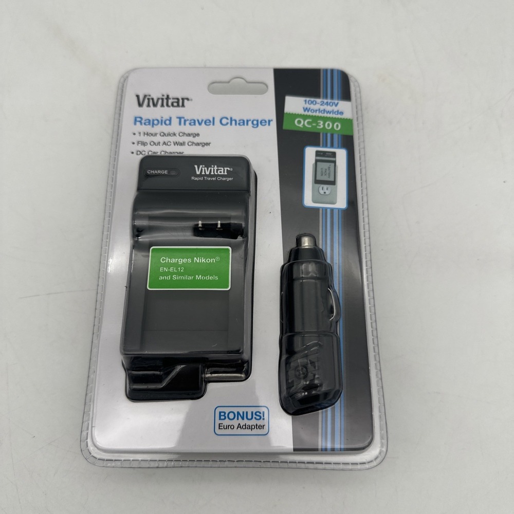 NEW Vivitar 1 Hour Rapid Travel Charger Nikon EN-EL12‎ Battery A S Series